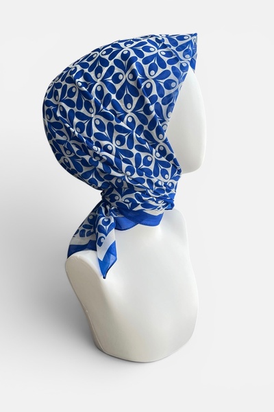 Saxe Blue Floral Pattern Soft Scarf