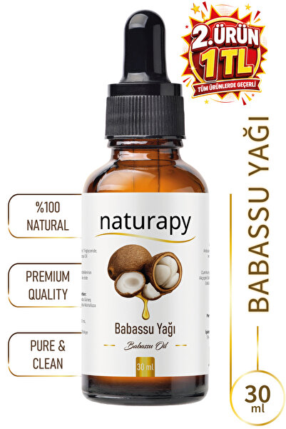 NATURAPY زيت باباسو (زيت باباسو) زيت ثابت معصور على البارد 30 مل زجاجة زجاجية...