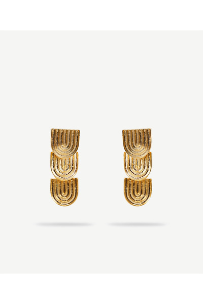 Yargıcı Dokulu Gold Küpe