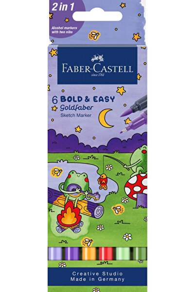 Faber Castell MARKER PENTRU SCHIȚĂ CU 2 CAPETE, SET 6 BOLD AND EASY GOLDFABER...