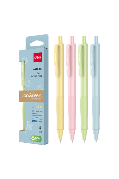 Deli SET DE 4 PIXURI CU MECANISM DE 0.7MM, CU CORP ALBASTRU PASTEL, LONGREEN,...