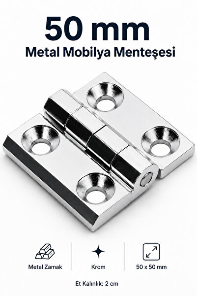 NZB Mobilya Dolap Kapak Hobi Menteşesi Metal Krom 5 cm X 5 cm Kare Yaprak Men...