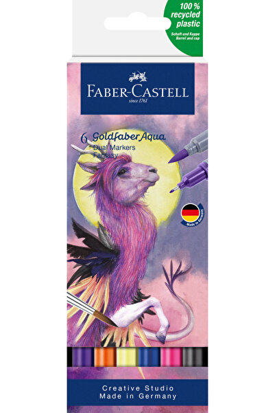 Faber Castell Goldfaber Aqua 6’lı Çift Uçlu Marker Seti,Fantasy Renkleri,Su B...