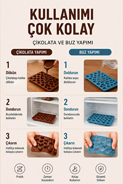 indirimsevinci 56’lı Kalp Buz Kalıbı Kolay Çıkarma Kokteyl İçecek Buz Kalıbı