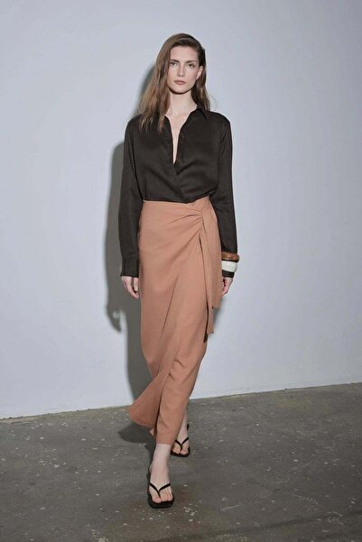 Suud Collection Dusty Rose Noli Linen Wrap Skirt
