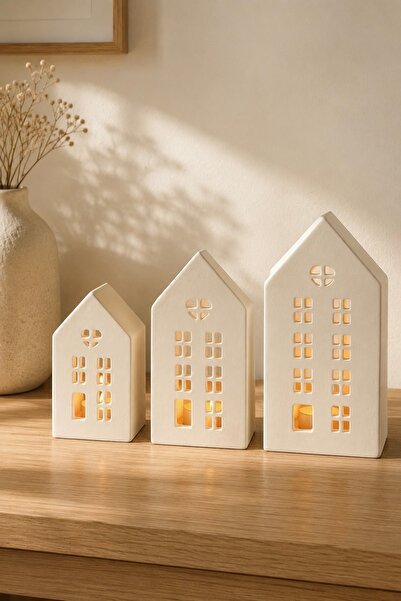 Mandalin Art Studio Dekoratif 3’lü Beton Ev Mumluk Set