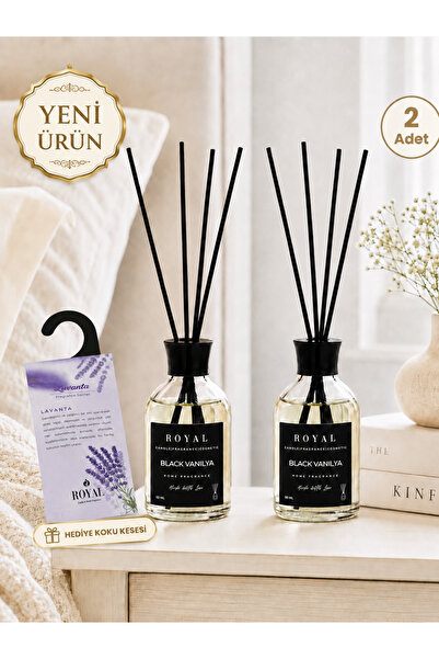 ROYAL MUM Black Vanilya 2'li Çubuklu Oda Kokusu 50 ml - Kalıcı ve Ferah Ev Ko...