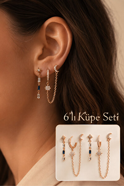 Sacce Scarves&Accessories Su Yolu Işık Seli Küpe Seti 6 Parça