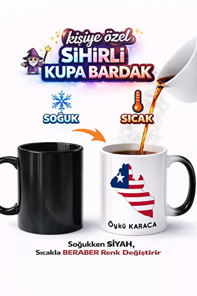 Kirbi Reklam كوب سحري من البورسلين مطبوع على الوجهين بتصميم علم ليبيريا
