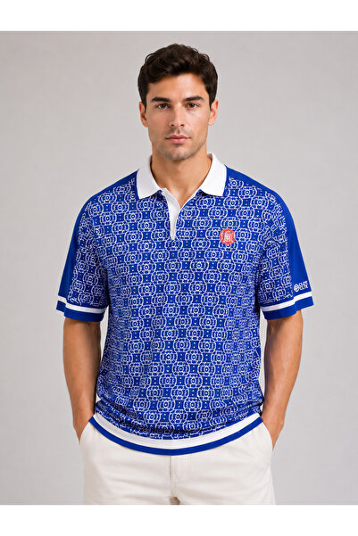 OYERGA MODA Men's Polo Neck Patterned T-shirt