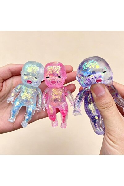 Squishy Jucărie pentru bebeluși cu sclipici 11cm, Anti-stres, Diverse culori, En-gros, 5 ani+, culori aleatorii, 1 bucată