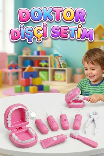 Tıfıl Toys Doktor Dişçi Eğitici Diş Bakım Oyun Seti Pembe