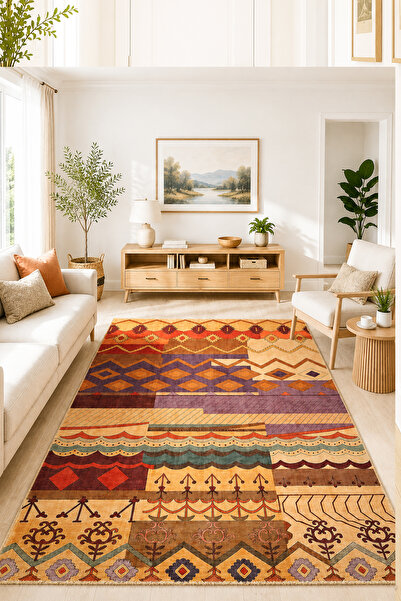 Perium Machine Washable Anti-Slip Base Stainproof Digital Living Room Rug Kitchen Carpet and Runner