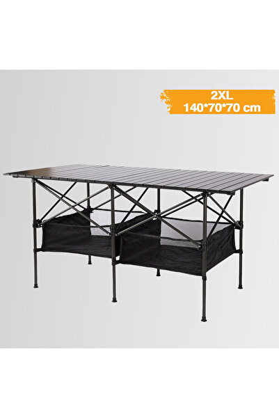 Funky Chairs Family XXL Katlanabilir Alüminyum Kamp Masası (140x55x68cm) – Siyah