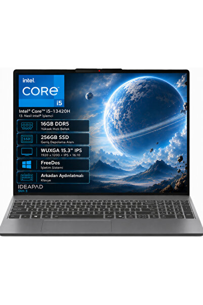 LENOVO IP3 83K100Q0TR-03 i5-13420H 16GB DDR5 256GB SSD WUXGA 15.3" IPS FreeDos