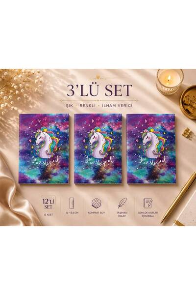 4nio Mini blocnotes Magical Unicorn din 3 piese
