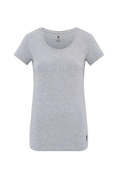 U.S. Polo Assn. Γυναικείο μπλουζάκι Modal Cotton Basic Deep Collar Grey Melange