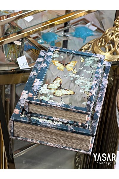 YASAR CONCEPT Set cutie decorativă pentru cărți cu oglindă fluture