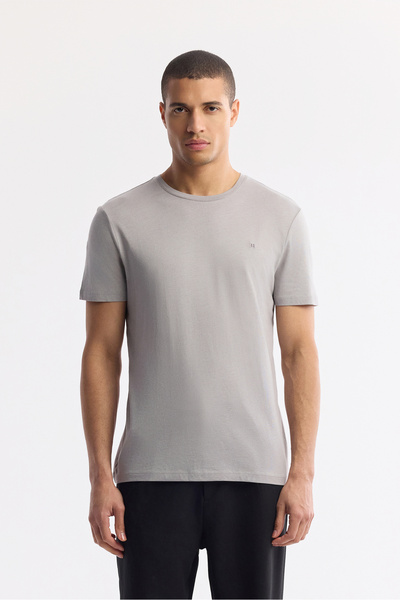 Avva Tricou pentru bărbați, gri, cu gâtul rotund, Soft Touch, Basic, cu croia...