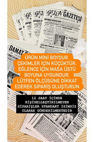Pankart Evi Wedding Post Gazete Sayfası 10 adet A5 Kişileştirilebilir - Bekarlığa Veda - Bride to be - Düğün