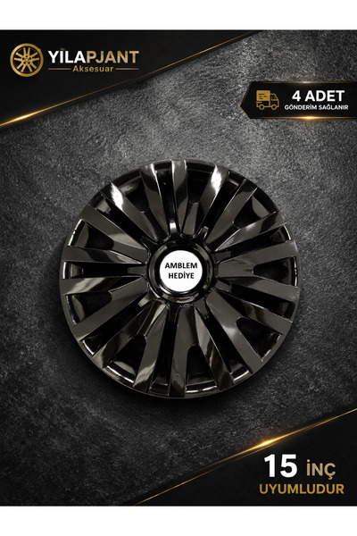 YILAPJANT Renault Laguna 15" Inç KIRILMAZ JANT KAPAĞI SİYAH 4 adet