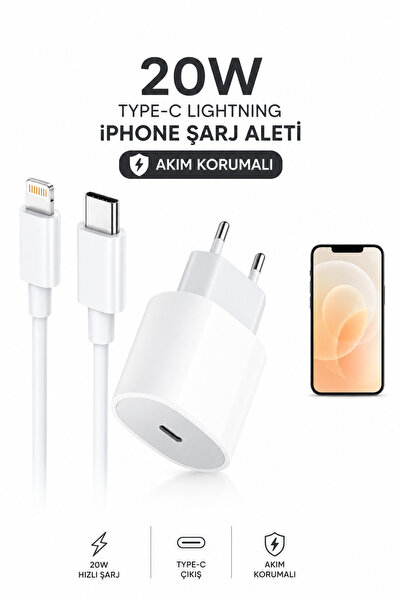 Astakos iPhone Uyumlu 20W PD Hızlı Şarj Aleti Lightning Kablo Dahil Type-C Hı...