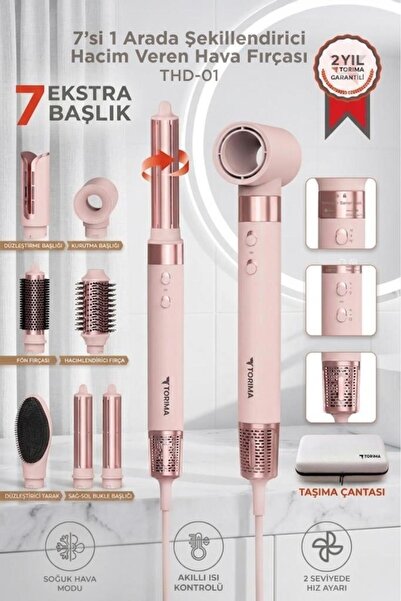 Torima Saç Şekillendirme ve Kurutma Seti 7in1 Hava Üflemeli Fön Makinesi Airw...
