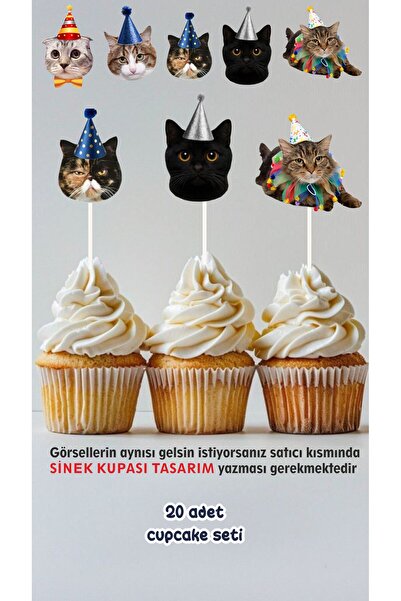 Sinek Kupası Tasarım زينة كعكة عيد الميلاد بتصميم قطة مع أعواد تنظيف الأسنان ...