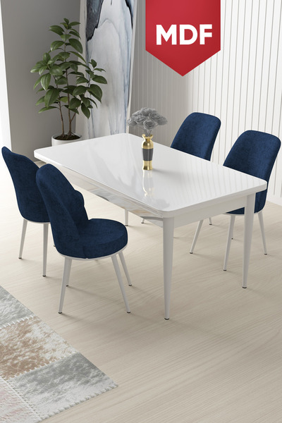Canisa Concept Nil Serisi 70x110 MDF Sabit Mutfak Masası Takımı Beyaz Masa 4 ...