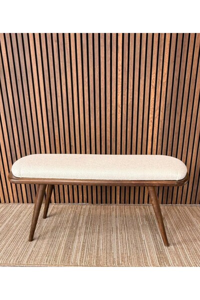 silla Viyana Bench Teddy Krem Kumaş Ceviz Ahşap (110 CM)
