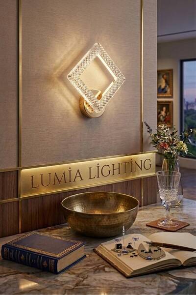 Lumia Lighting Yakamoz Model Tekli Gold 3 Renk Modu Kristal Taşlı Salon Mutfa...