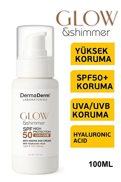 DermaDerm Laboratories كريم واقي من الشمس لامع بعامل حماية من الشمس 50+ للعنا...