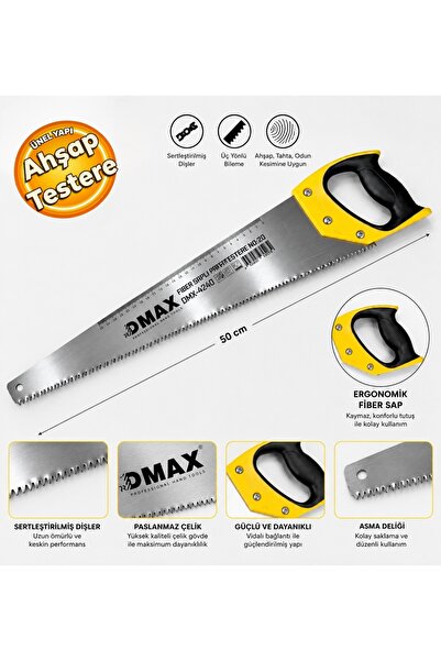 DMAX DMX4240 Fiber Saplı Ahşap Plastik Kesme Testeresi No:20 50 Cm
