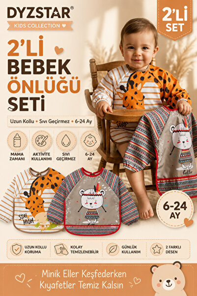 Generic Brand Baby Feeding Bib Set of 2 Long Sleeve Liquid-Proof Feeding and ...