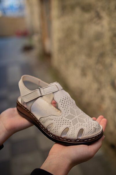 Mammamia ERN-2360 EREN SHOES&BAG Hakiki Deri Lazer Desenli Cırt Bant Detaylı ...