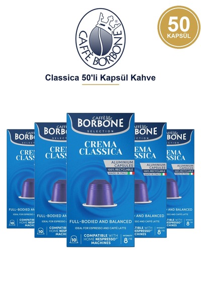 Caffe Borbone كبسولات قهوة كافيه بوربون كلاسيكا 50 قطعة - متوافقة مع نسبرسو، ...