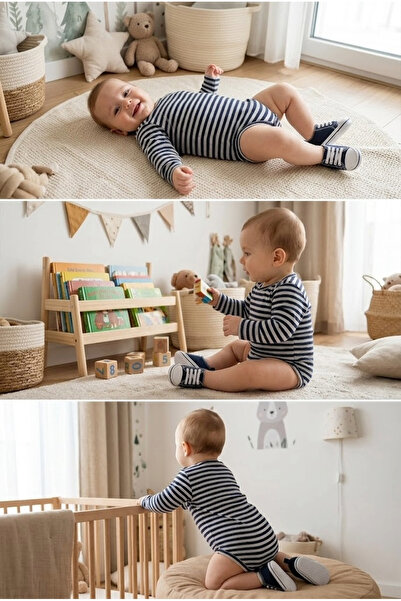 meyastore Baby Badi Striped with Snap Fasteners
