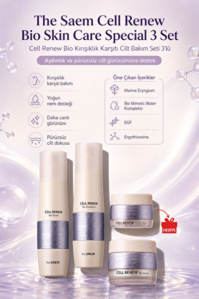 THE SAEM Cell Renew Bio Skin Care Special 3 Set / Kırışıklık Karşıtı Cilt Bak...