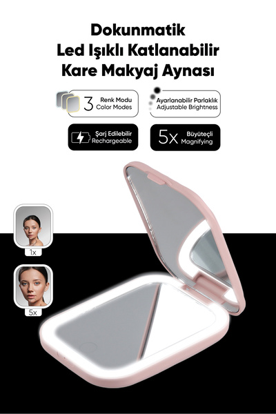 Genel Markalar Beauty Pro Dokunmatik LED Işıklı Katlanabilen Makyaj Aynası-Şa...