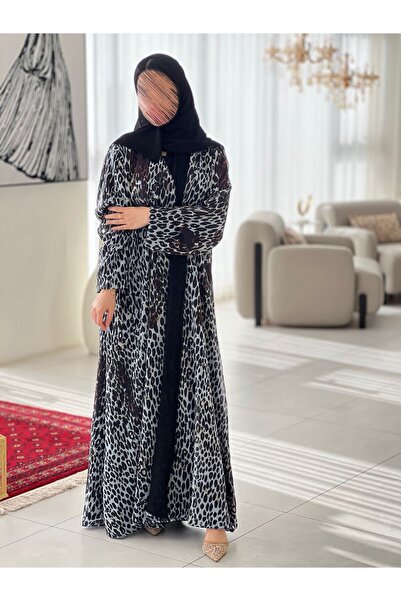 elegant veil عباية شيفون تايغر كلوش بقصة مربعة مميزة