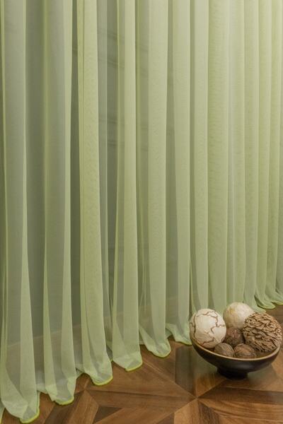 Esse Home Düz Tül Perde Grek Fıstık Yeşili, 600x270, Seyrek Pile, 1/2