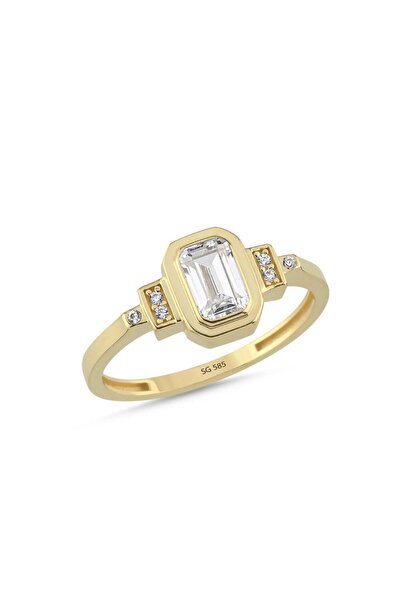 Sembol Gold 14 Ayar Baget Taşlı Altın Yüzük 1,85 Gr