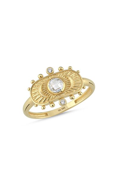 Sembol Gold 14 Ayar Antik Model Taşlı Altın Yüzük