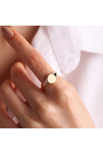 Sembol Gold 14K Altın Şövalye Yüzük (Kişiselleştir) Sade 1.0 cm