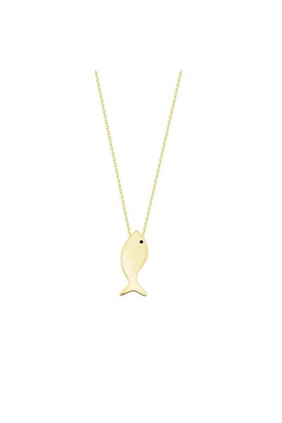 Sembol Gold Balık Altın Kolye 14K Gold