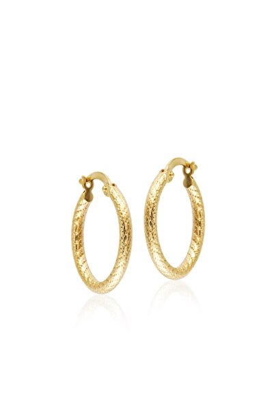 Sembol Gold 14 Ayar Altın Halka Küpe 2,0 cm Kalemli