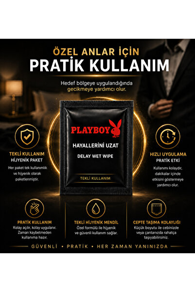 Playboy Erkeklere Özel Mendili - Kontrol ve Uzun Deneyim Gizli Gönderim (5 Adet)