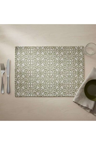 PAN HOME طقم مفارش طاولة 4 قطع من هيريتاج أورينتا 33x45 سم - زيتوني