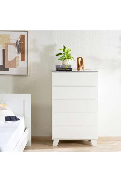 PAN HOME Premier Chest Of 5 Drawer - White