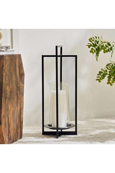 PAN HOME فانوس معدني سانا 24x24x61 سم - أسود